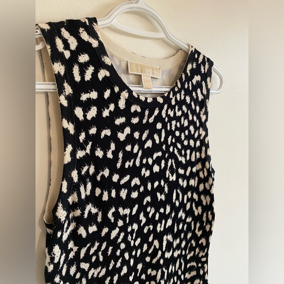 MICHAEL Michael Kors Bodycon sleeveless black & cream spotted dress - Picture 2 of 7